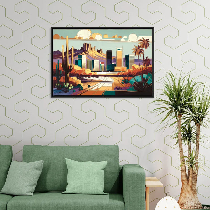 Phoenix Arizona Urban Art - Living Room Black Frame Canvas