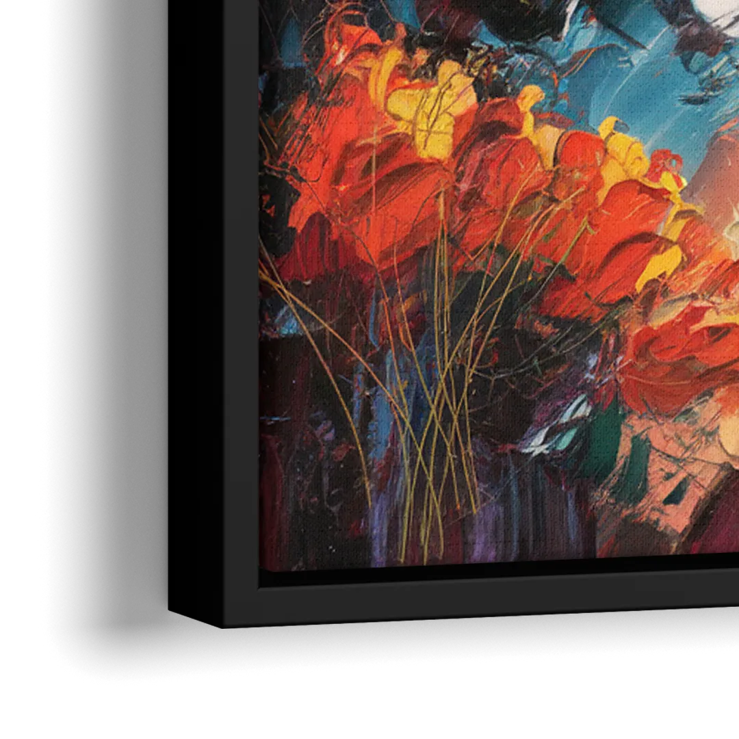 Phoenix Mountain Horizon - Close-Up Black Frame Canvas