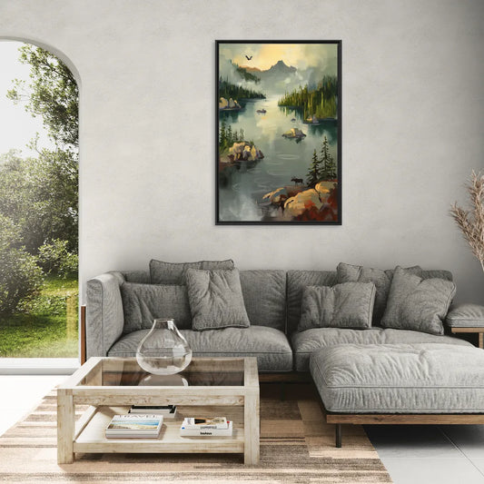 Sitka Wilderness Escape - Living Room Black Frame Canvas