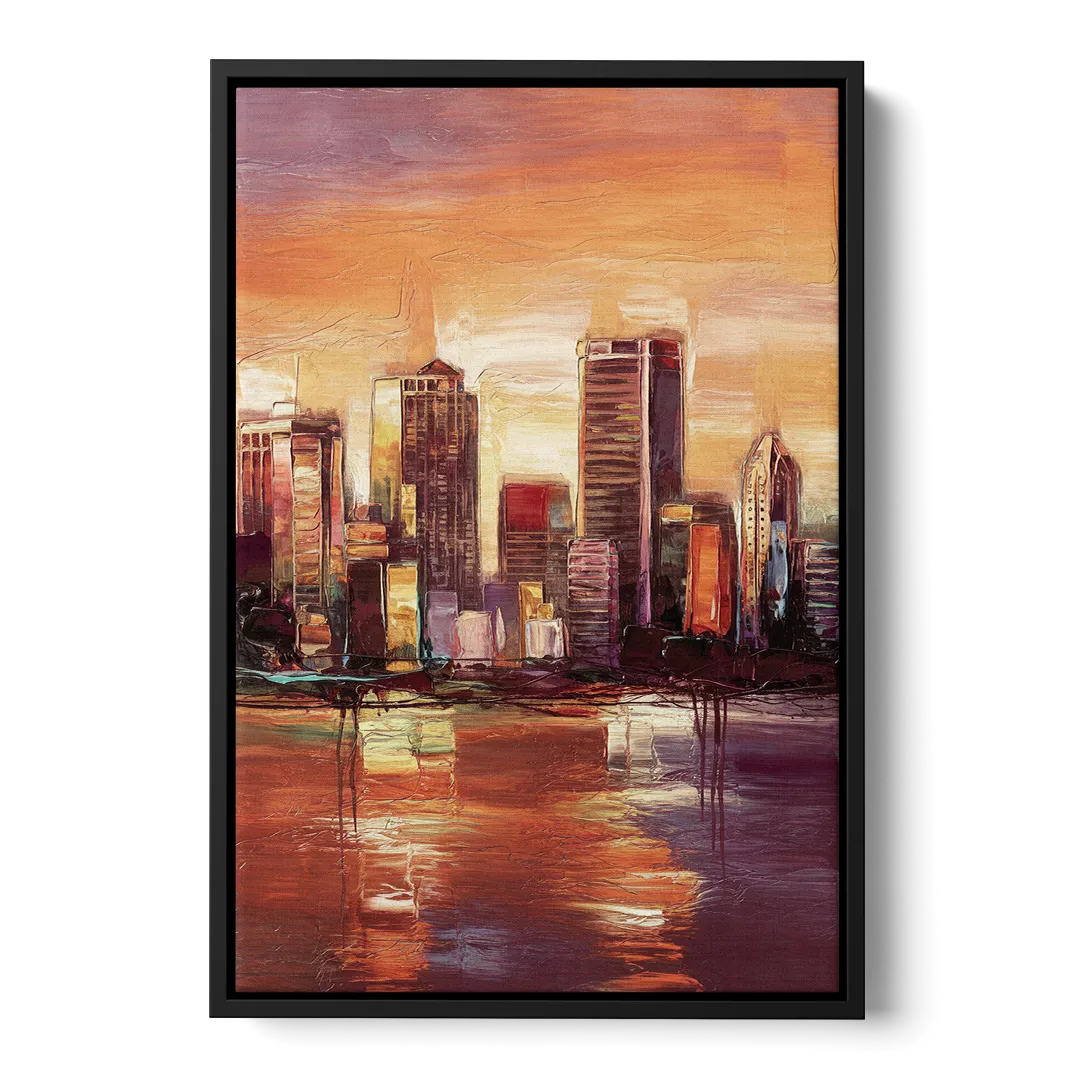 Milwaukee Downtown Skyline - Black Frame Canvas