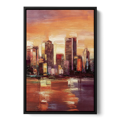 Milwaukee Downtown Skyline - Black Frame Canvas
