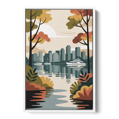Stanley Park Seawall - White Frame Canvas