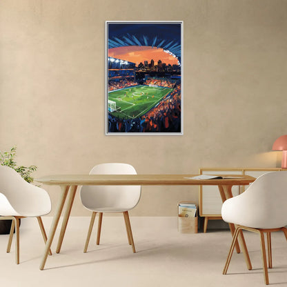 Cincinnati FC Stadium Lights - Living Room White Frame Canvas