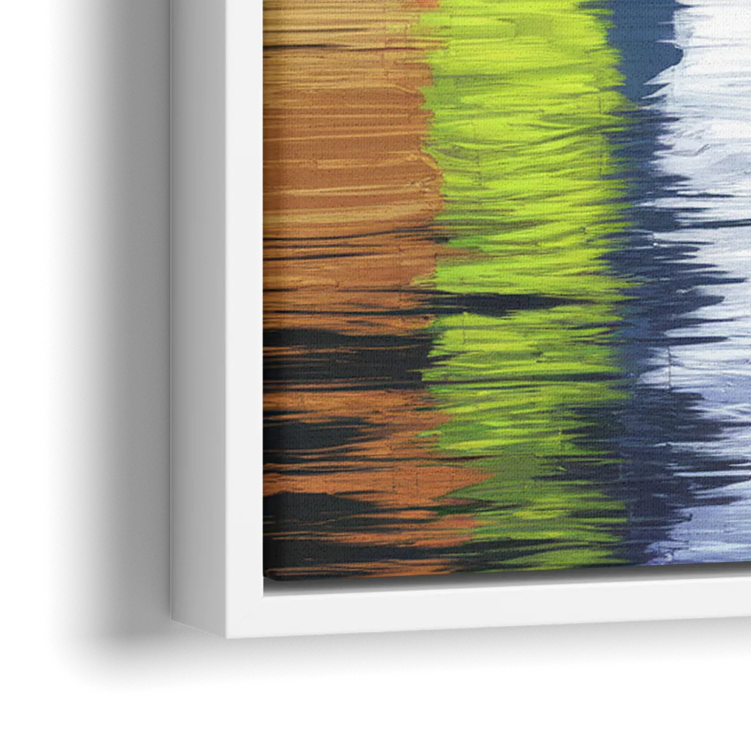 Dallas Skyline Reflection - Close-Up White Frame Canvas