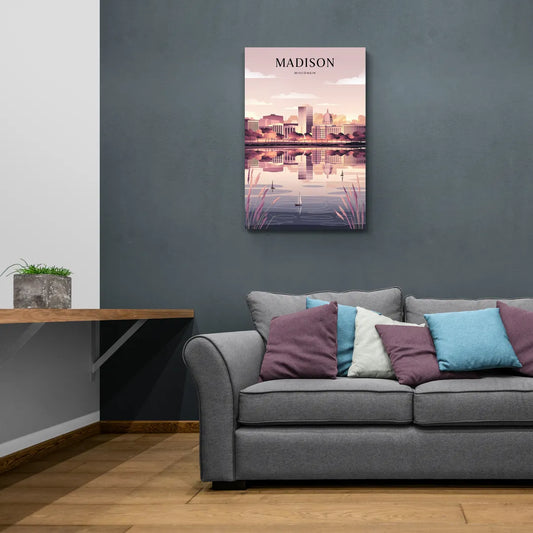 Madison Lake Monona Reflections - Canvas Wall Art Living Room