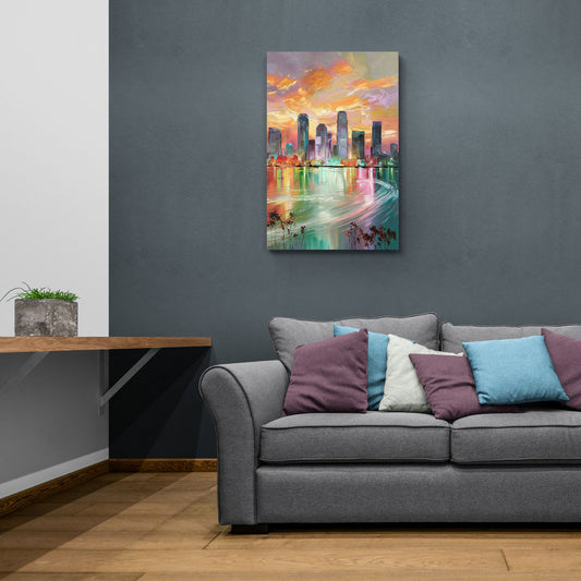 Tampa Skyline at Sunset - Canvas Wall Art Living Room