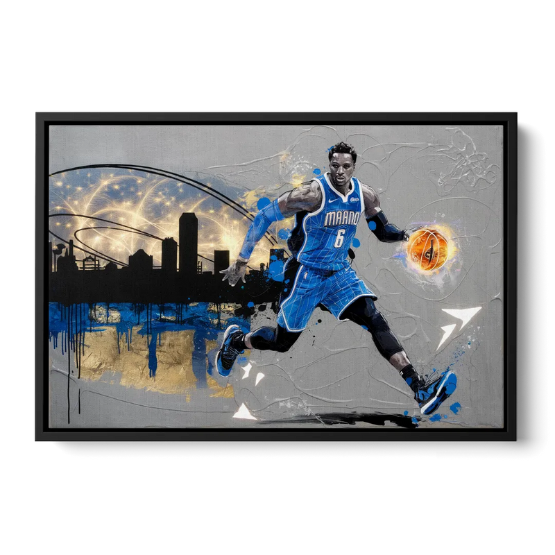 Orlando Magic Basketball Theme - Black Frame Canvas