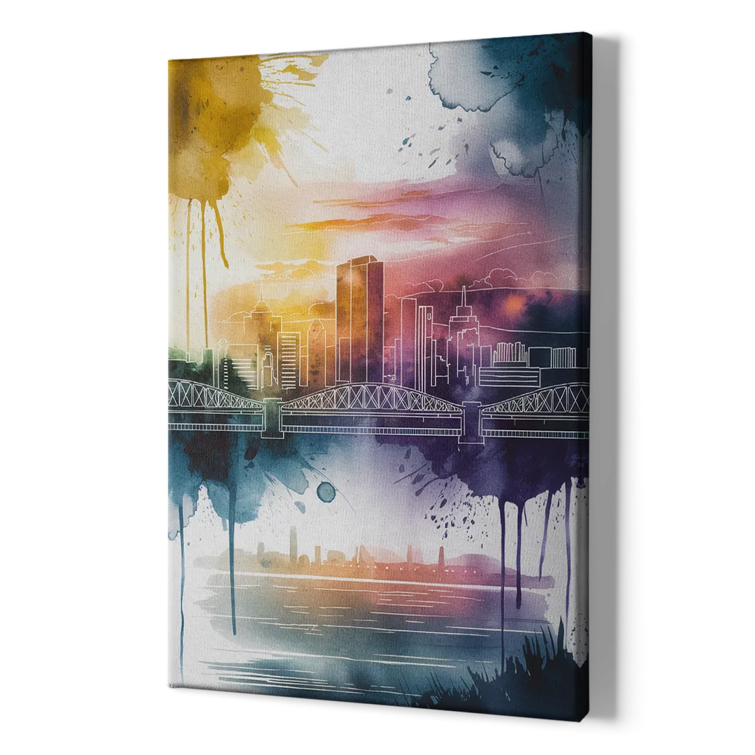 Sacramento Skyline Sunset - Canvas Print Art Sides