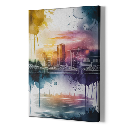 Sacramento Skyline Sunset - Canvas Print Art Sides