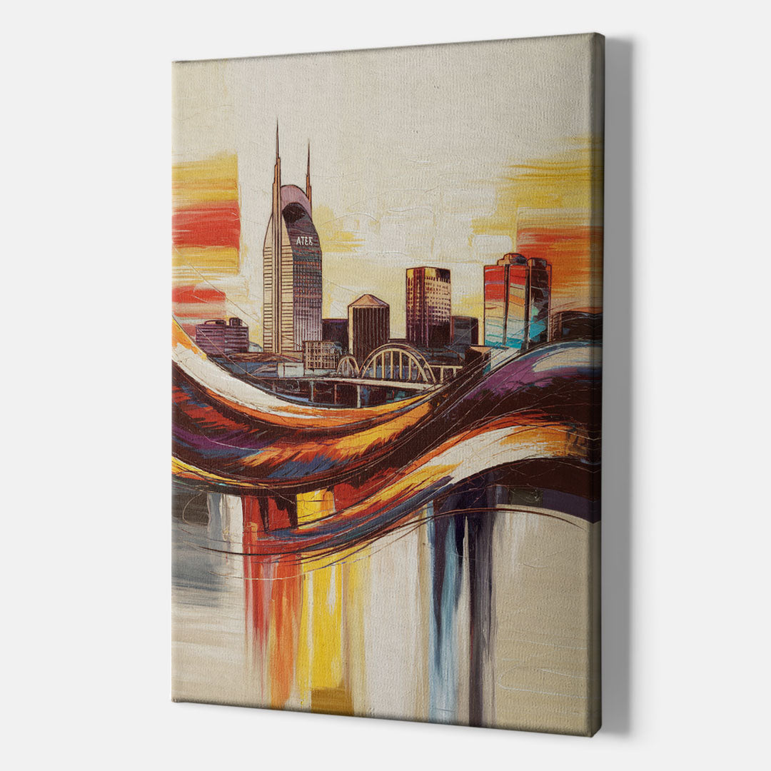 Nashville Skyline at Sunset - Canvas Wall Art Indoor