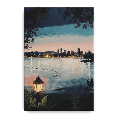 Oakland Lake Merritt Reflection - Canvas Wall Art