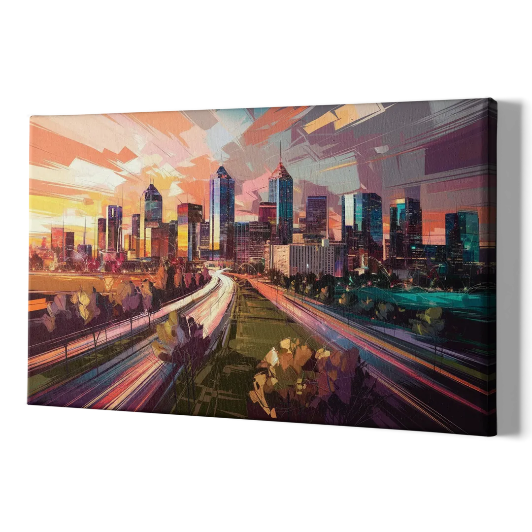 Atlanta Midtown Skyline - Canvas Print Art Sides