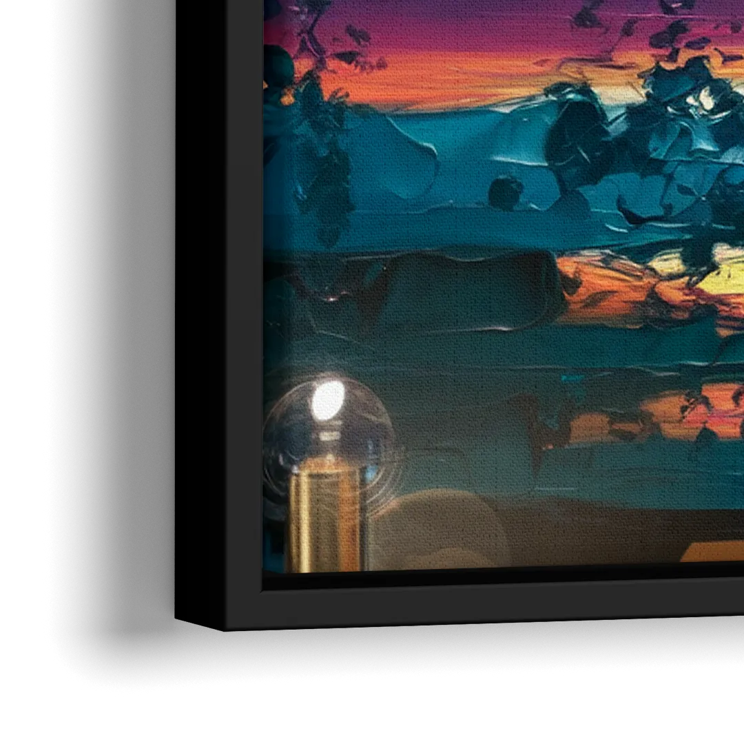 Mckinney Vibrant Sunset - Close-Up Black Frame Canvas