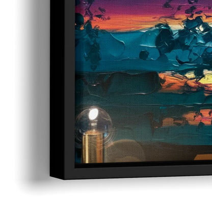 Mckinney Vibrant Sunset - Close-Up Black Frame Canvas