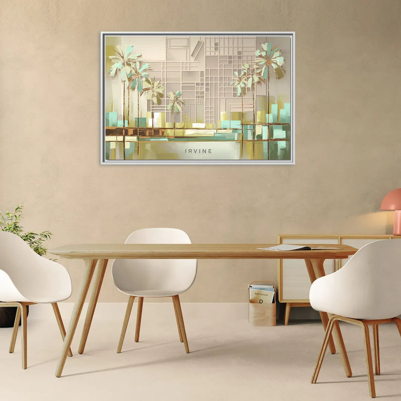 Irvine Urban Landscape - Living Room White Frame Canvas