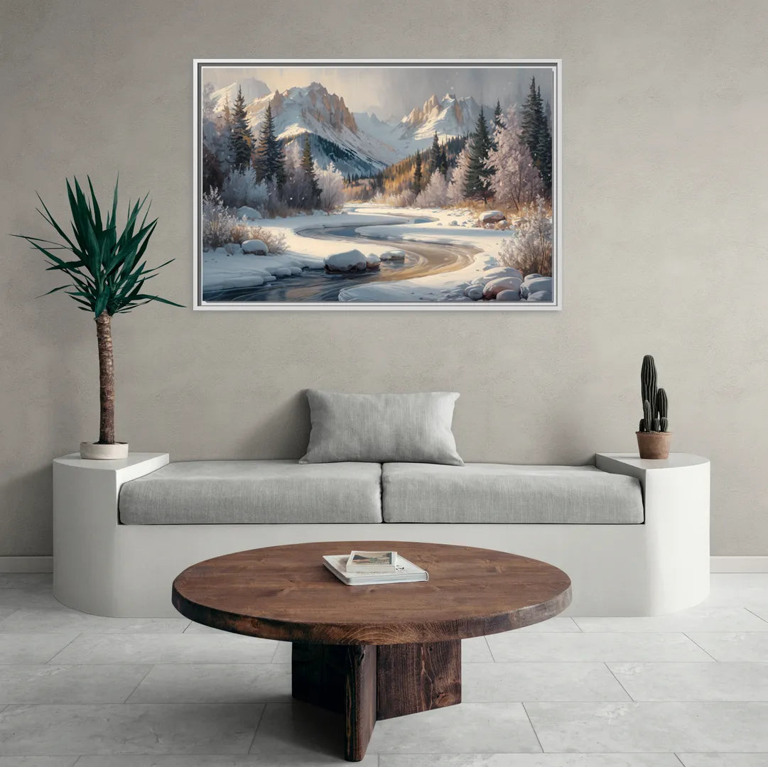 Colorado Springs Winter Wonderland - Living Room White Frame Canvas