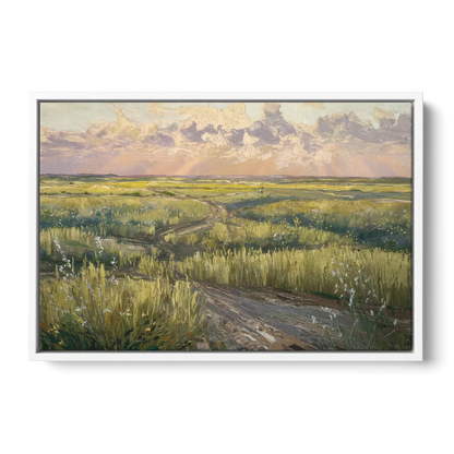Lubbock Prairie Landscape - White Frame Canvas