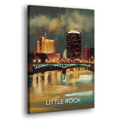 Little Rock Nighttime Skyline - Canvas Print Art Sides