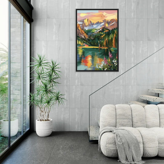 Colorado Springs Rocky Mountain Beauty - Living Room Black Frame Canvas