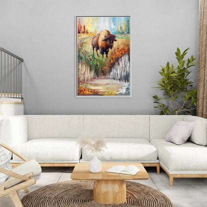 Buffalo All Seasons Beauty - Living Room White Frame Canvas
