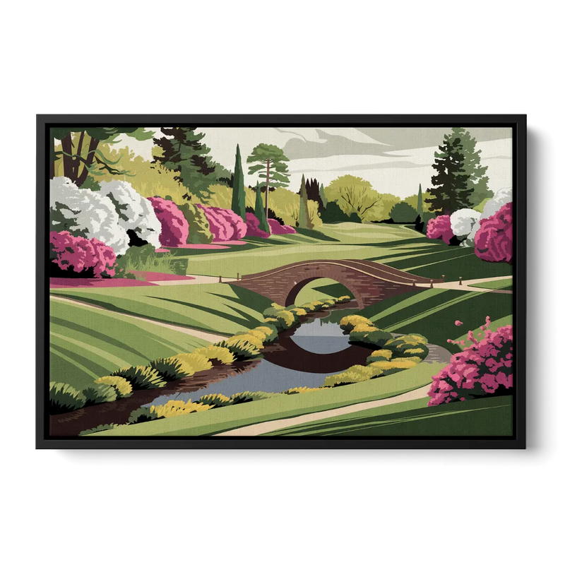 Augusta National Green Landscape - Black Frame Canvas