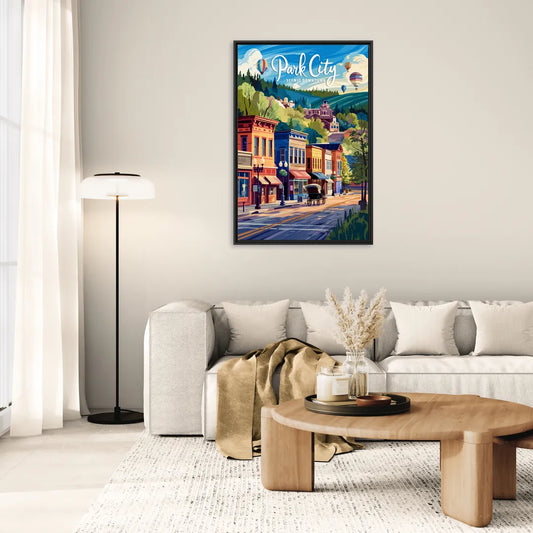 Park City Scenic Downtown - Living Room Black Frame Canvas
