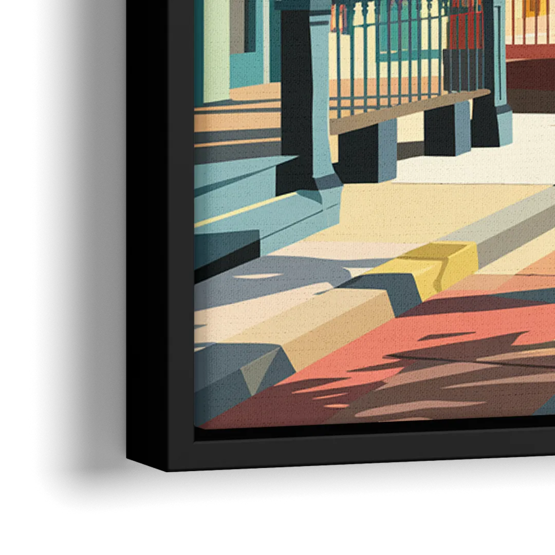 Galveston Downtown Charm - Close-Up Black Frame Canvas
