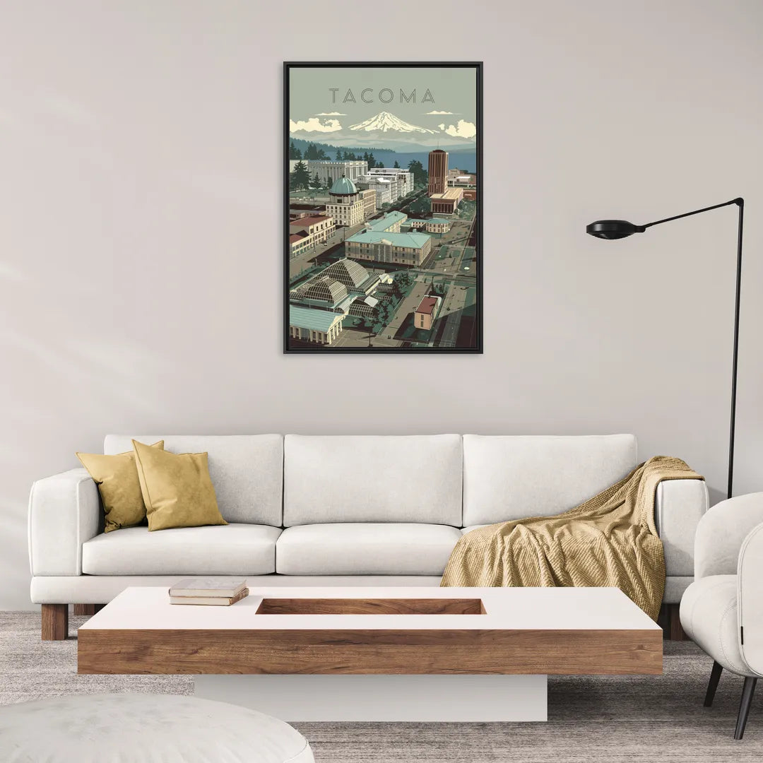 Tacoma Historic Landmarks - Living Room Black Frame Canvas