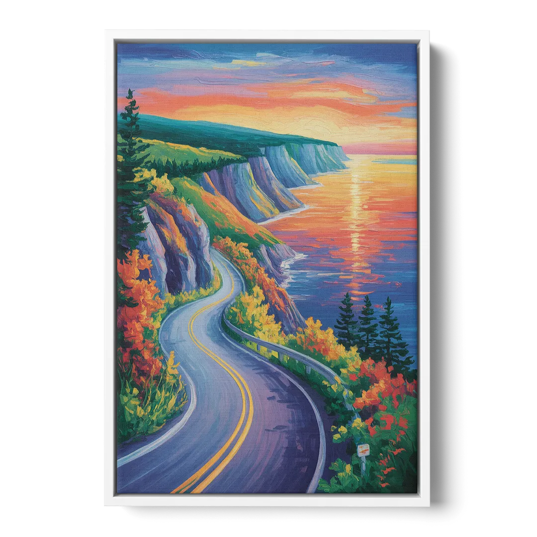 Cabot Trail Vista - White Frame Canvas