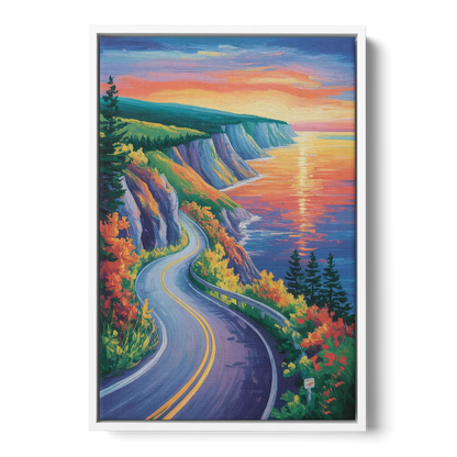 Cabot Trail Vista - White Frame Canvas