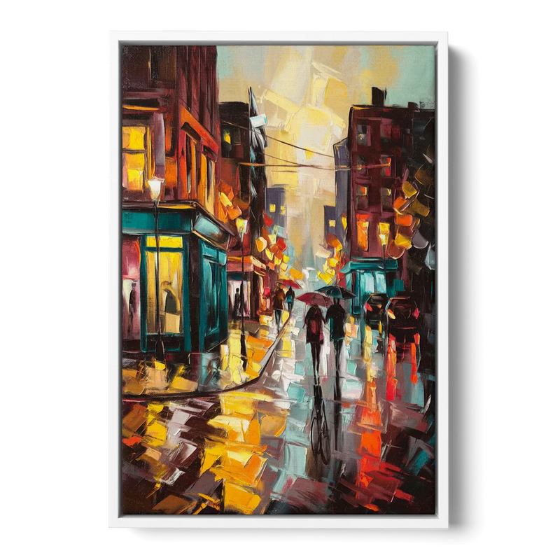 Burlington Urban Street Scenes - White Frame Canvas