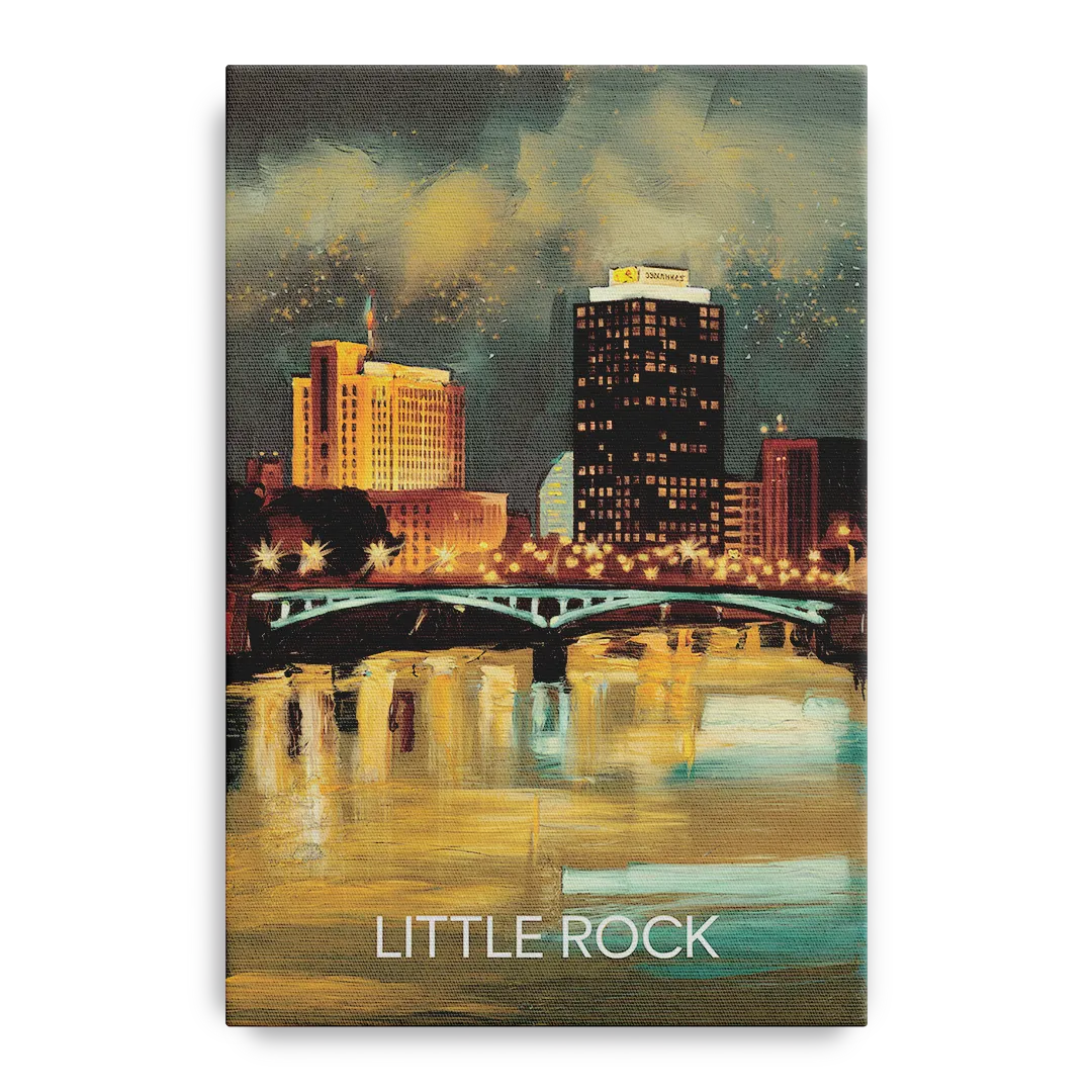 Little Rock Nighttime Skyline - Canvas Wall Art