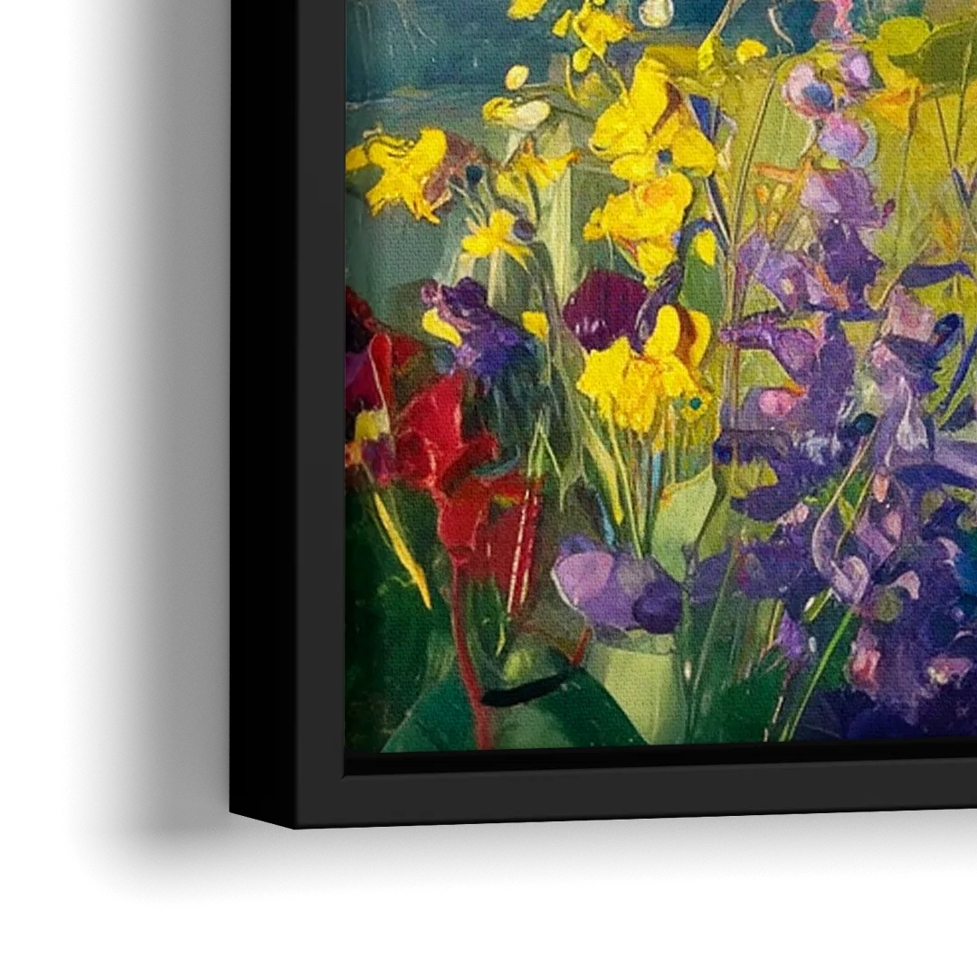 Breckenridge Summer Wildflowers - Close-Up Black Frame Canvas