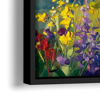 Breckenridge Summer Wildflowers - Close-Up Black Frame Canvas
