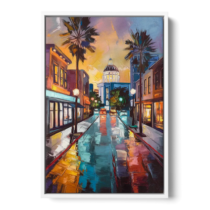 San Jose Vibrant Streets - White Frame Canvas