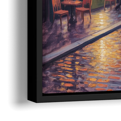 Old Montreal Streets - Close-Up Black Frame Canvas