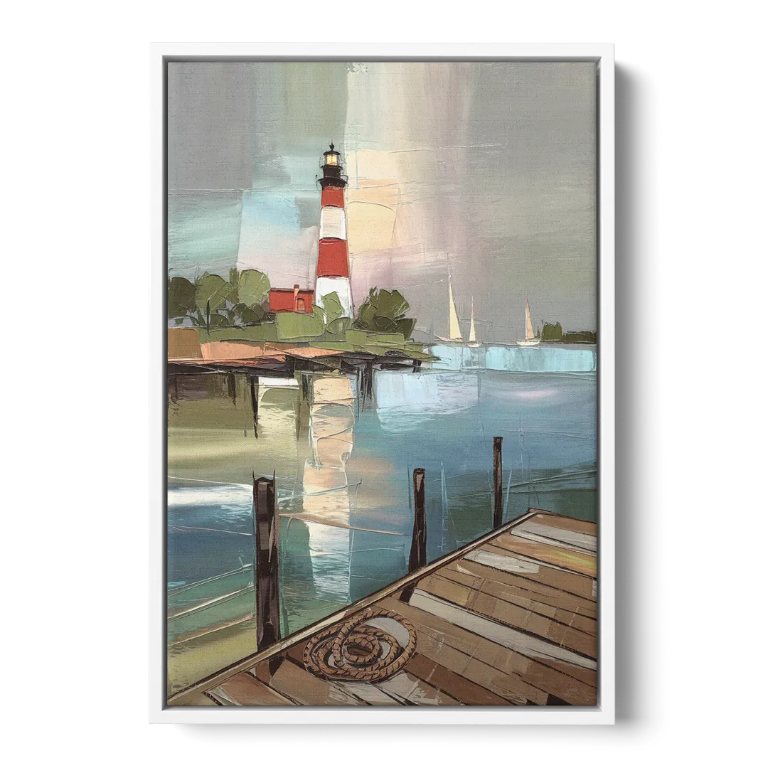 Hilton Head Island Coastal Lighthouse - White Frame Canvas