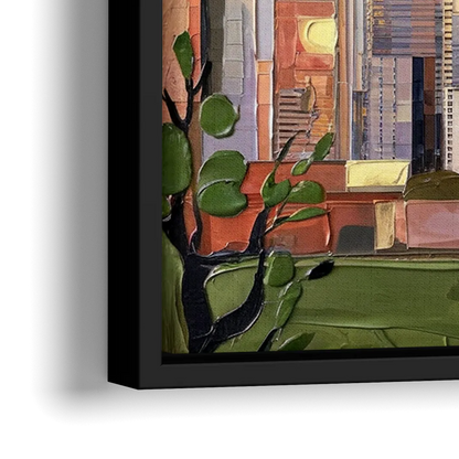 Seattle Downtown Skyline - Close-Up Black Frame Canvas