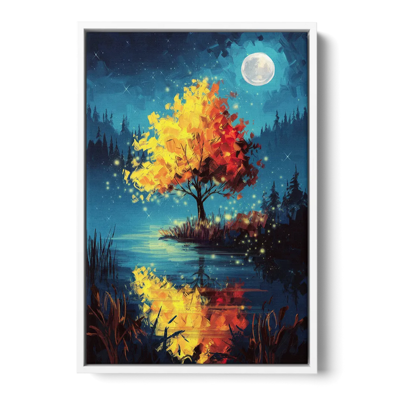 Charlotte Nighttime Glow - White Frame Canvas