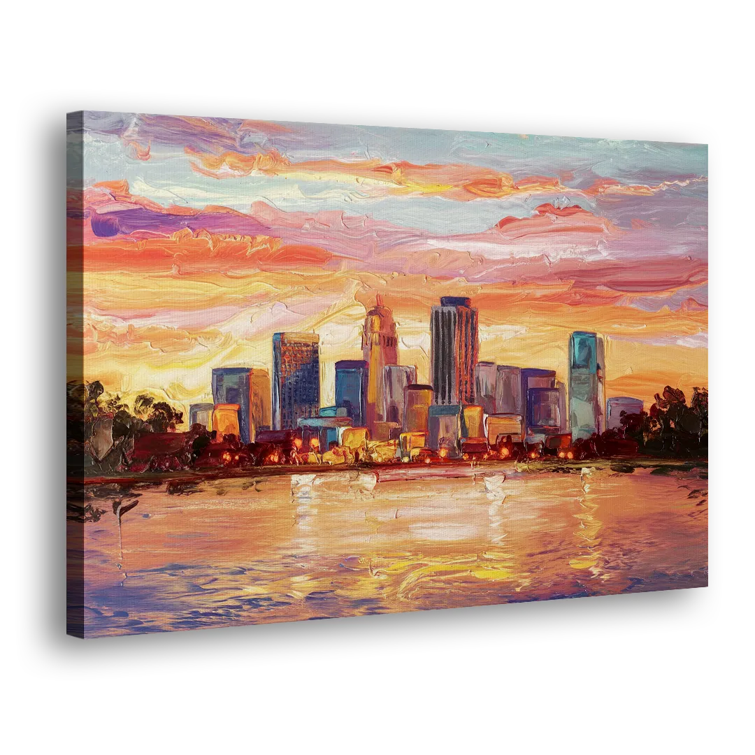 Huntsville Skyline At Sunset - Canvas Print Art Sides