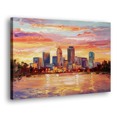 Huntsville Skyline At Sunset - Canvas Print Art Sides
