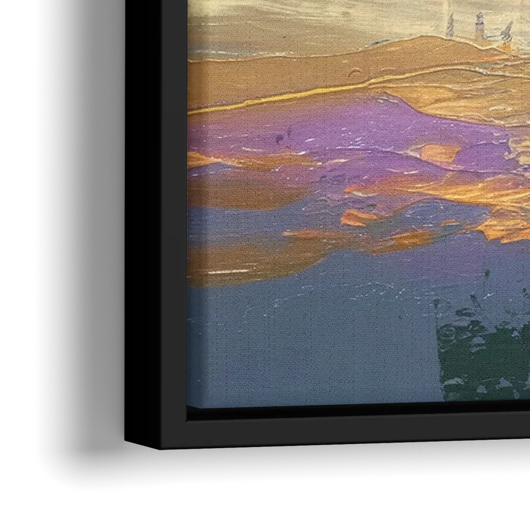 Tacoma Waterfront Sunset - Close-Up Black Frame Canvas