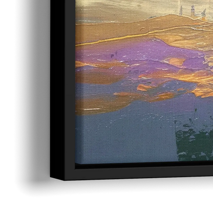 Tacoma Waterfront Sunset - Close-Up Black Frame Canvas