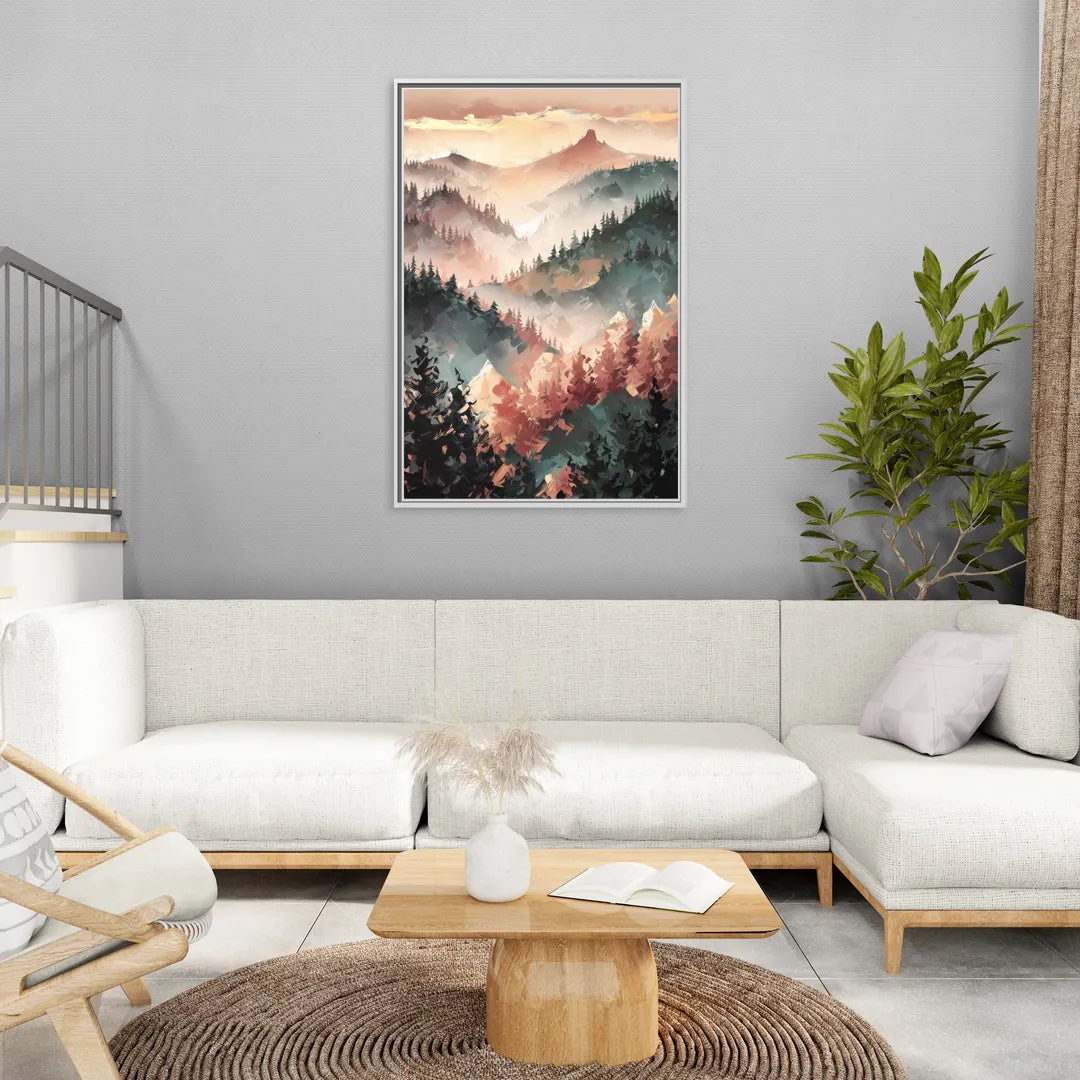 Fayetteville Ozark Mountains - Living Room White Frame Canvas