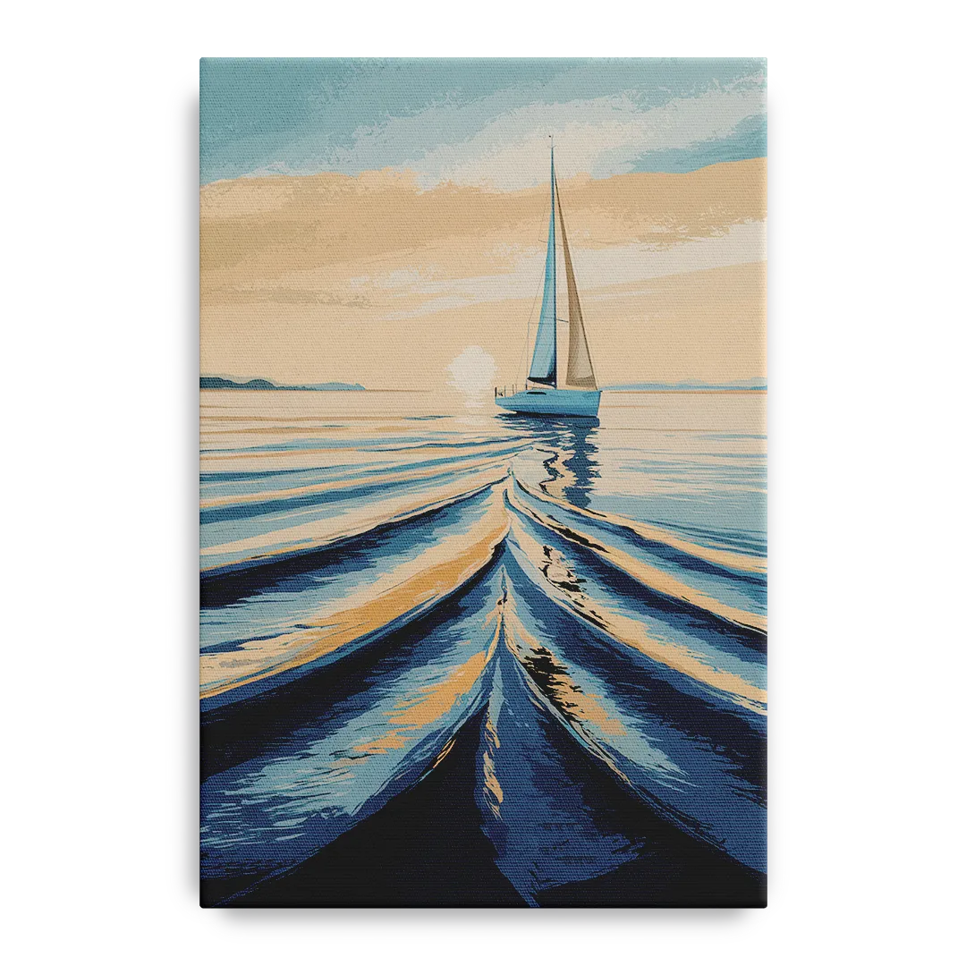 Seaside Sailboat Horizon - Canvas Wall Art
