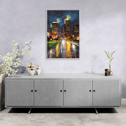 Wichita Downtown Lights - Living Room White Frame Canvas