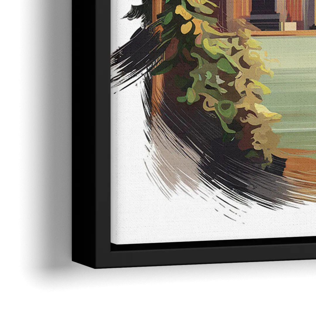 Washington Flags and Symbols - Close-Up Black Frame Canvas