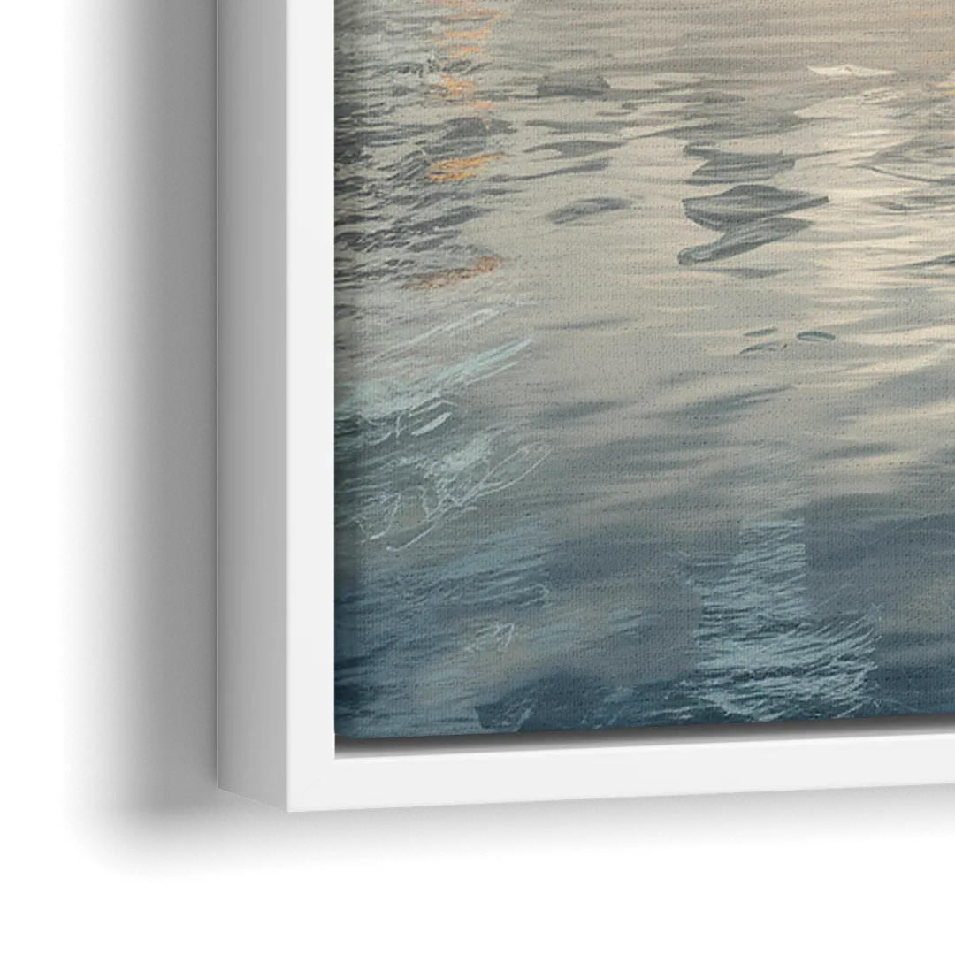 Chicago Skyline in Fog - Close-Up White Frame Canvas