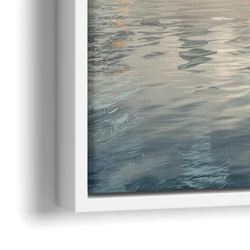 Chicago Skyline in Fog - Close-Up White Frame Canvas