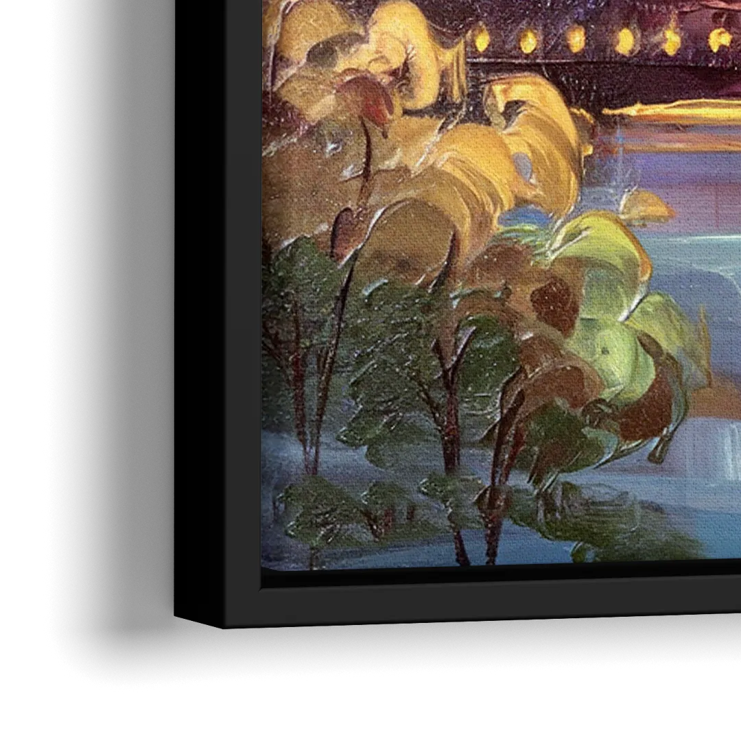 St. Louis Gateway Arch And City Lights - Close-Up Black Frame Canvas